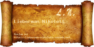 Lieberman Nikolett névjegykártya